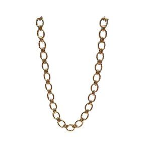 Vintage Necklace for Women, Gold tone polished Metal, Oval links